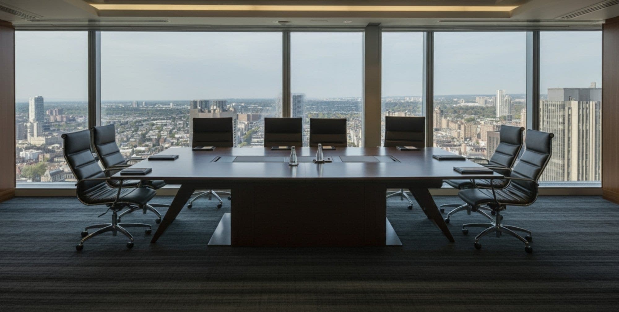 Corporate boardroom with conference table